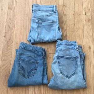3/$15 ⭐️ 2 pair Hollister jeans 1 ASOS size 1R well worn
